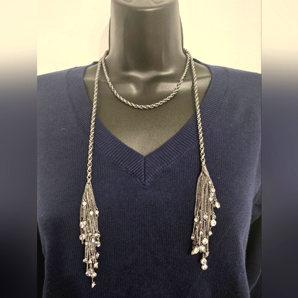 *Rare* Kendra Scott Lariat Necklace Crystal Gun Metal